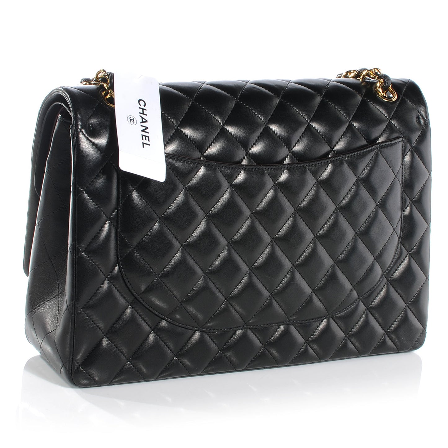 Lambskin Quilted Maxi Double Flap Black