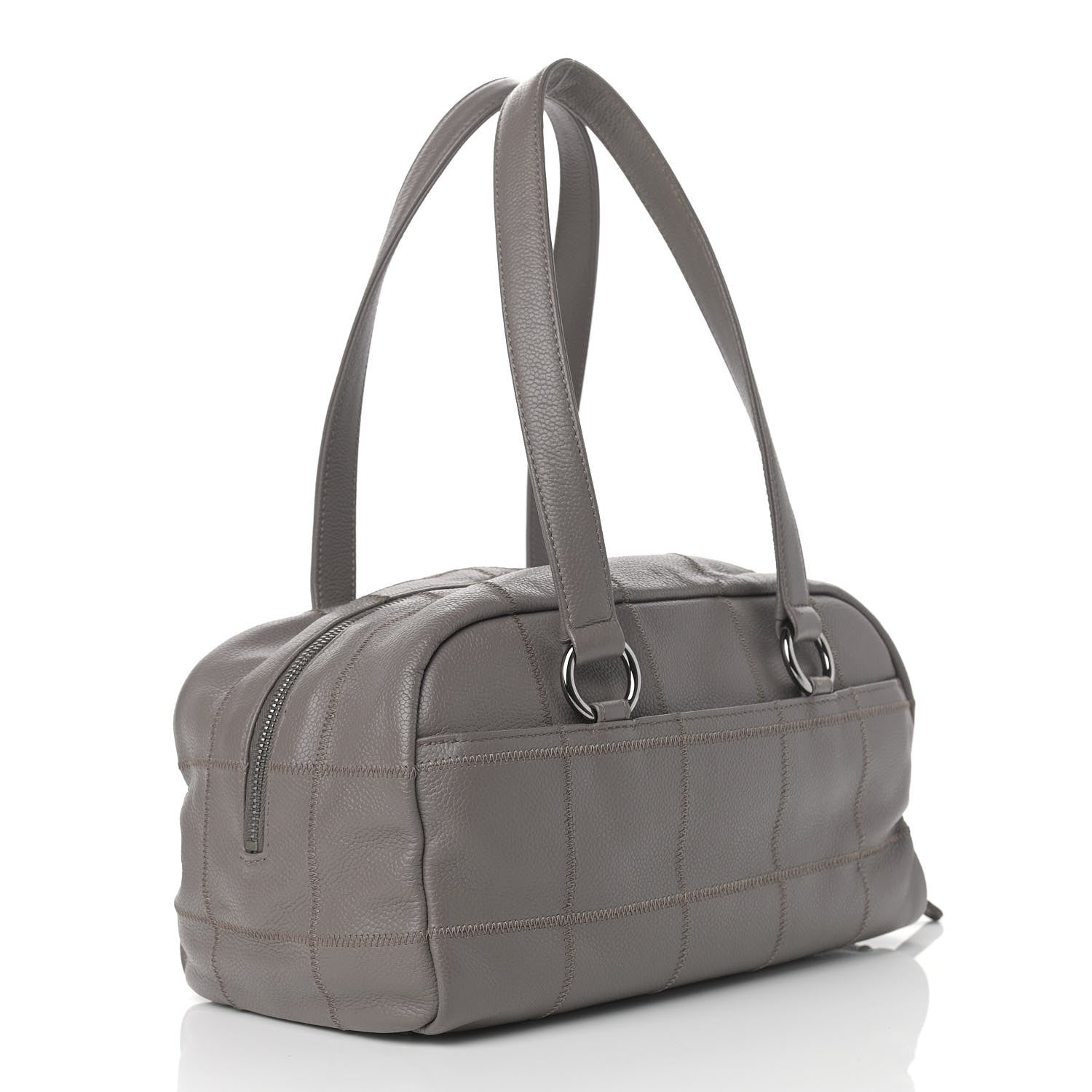 Chanel Caviar Square Stitched Bowler Grey 3 of 10