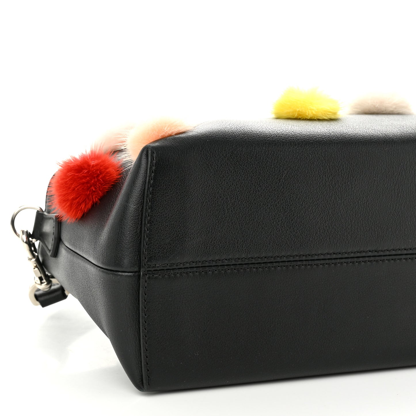 Vitello Dolce Mink Fur Pom Pom Medium By The Way Boston Bag Black Multicolor
