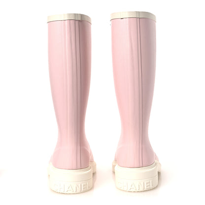 Chanel Caoutchouk CC High Boots 36 Light Pink White 5 of 11