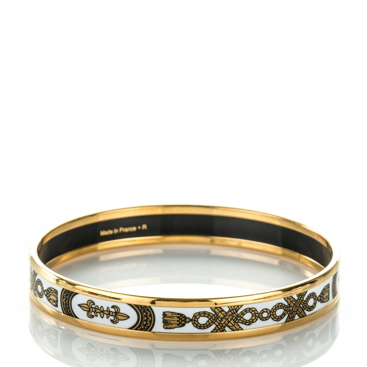Hermes Enamel Printed Grand Apparat Narrow Bracelet 62 White 3 of 5