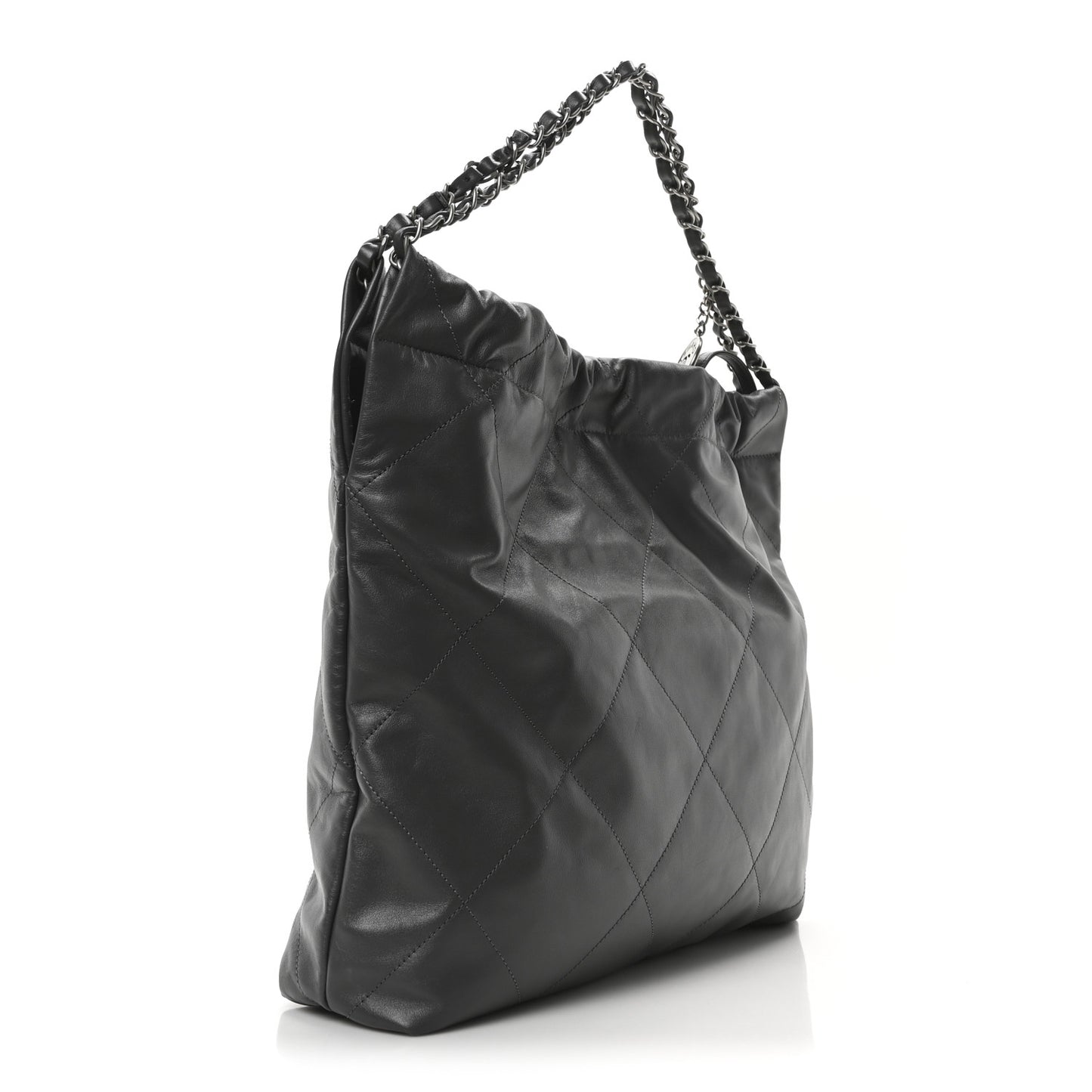 Shiny Calfskin Quilted Chanel 22 Dark Grey