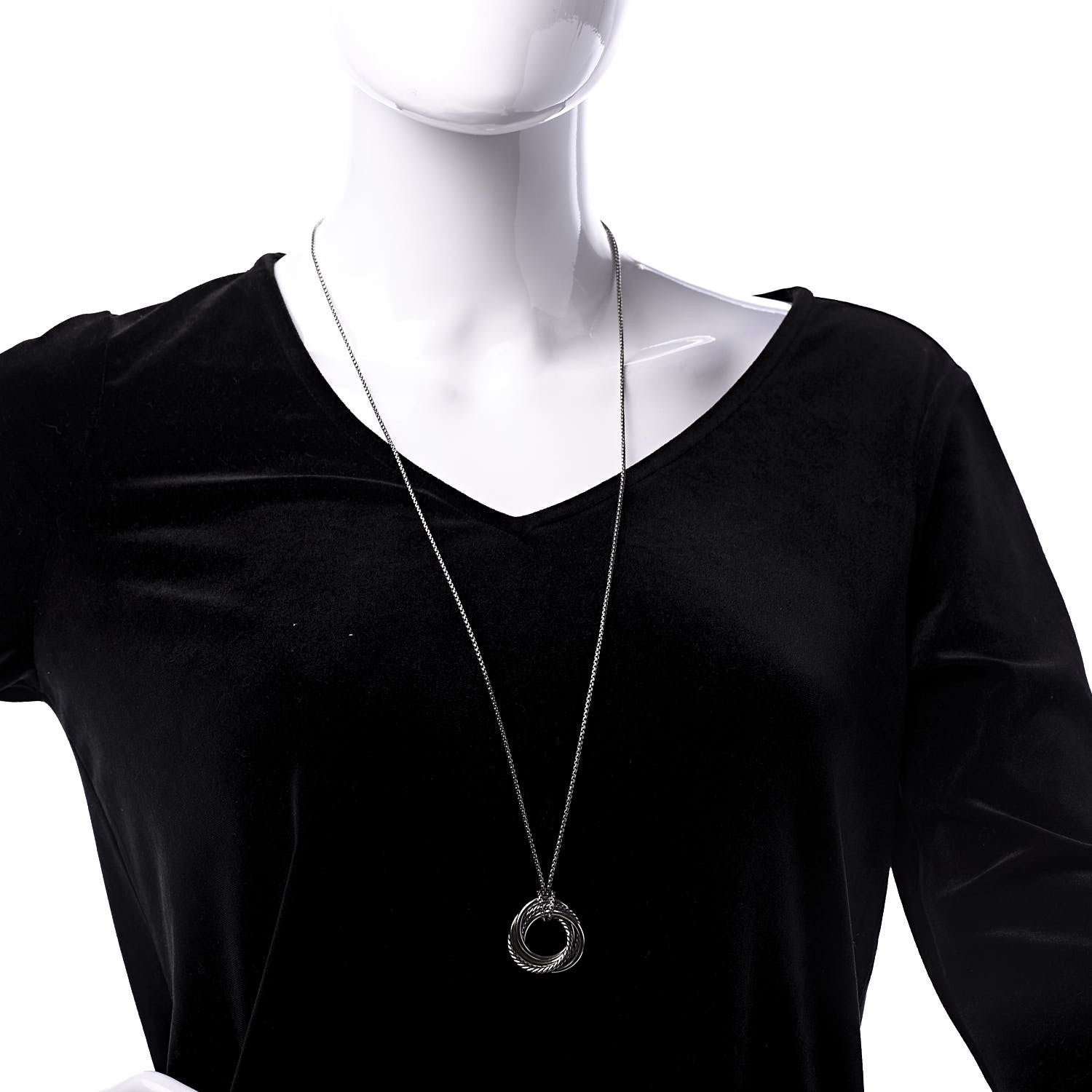 David Yurman Sterling Silver 14K Yellow Gold 28mm Crossover Pendant Necklace 2 of 5