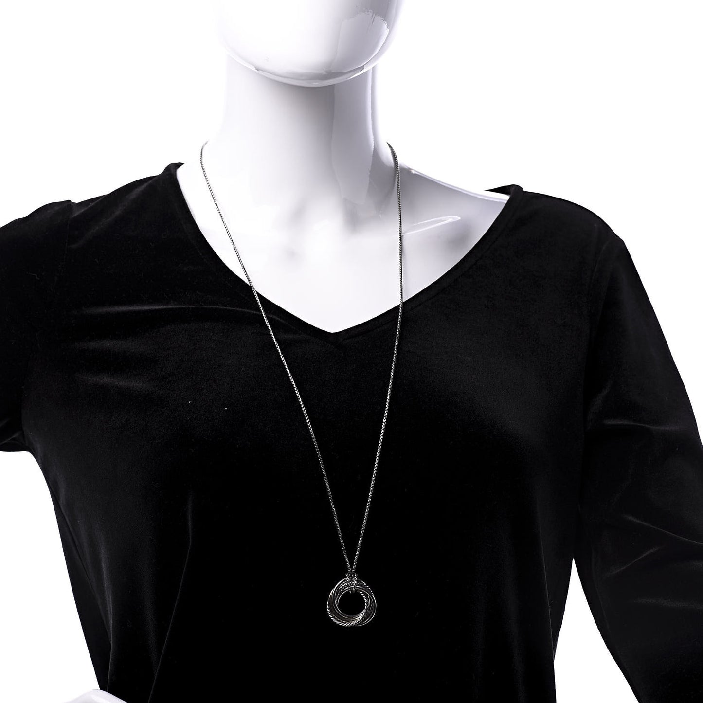 Sterling Silver 14K Yellow Gold 28mm Crossover Pendant Necklace
