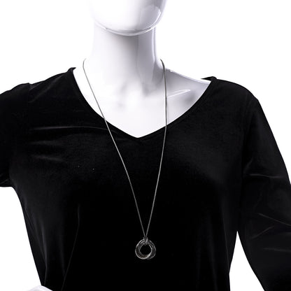 David Yurman Sterling Silver 14K Yellow Gold 28mm Crossover Pendant Necklace 2 of 5