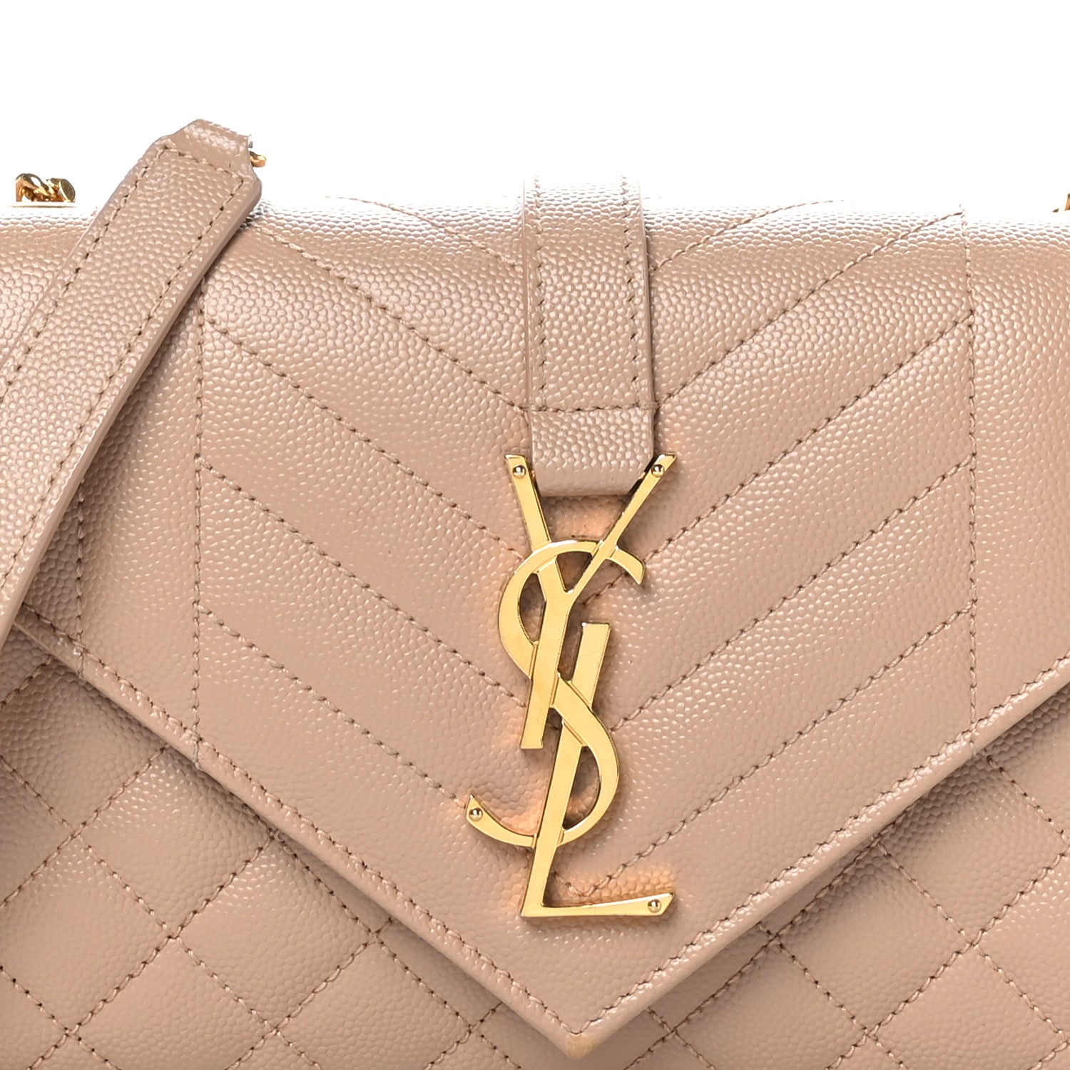 Saint Laurent Grain De Poudre Textured Mixed Matelasse Triquilt Small Monogram Satchel Dark Beige 8 of 10