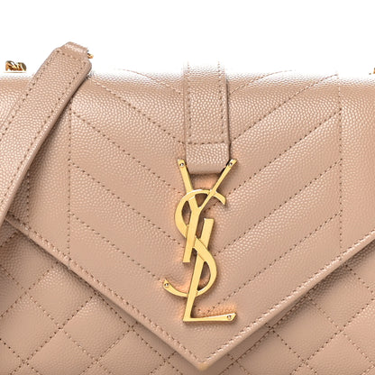 Saint Laurent Grain De Poudre Textured Mixed Matelasse Triquilt Small Monogram Satchel Dark Beige 8 of 10