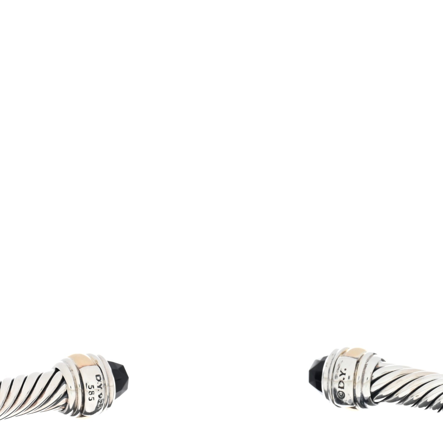 Sterling Silver 14K Yellow Gold Black Onyx 5mm Cable Classics Bracelet