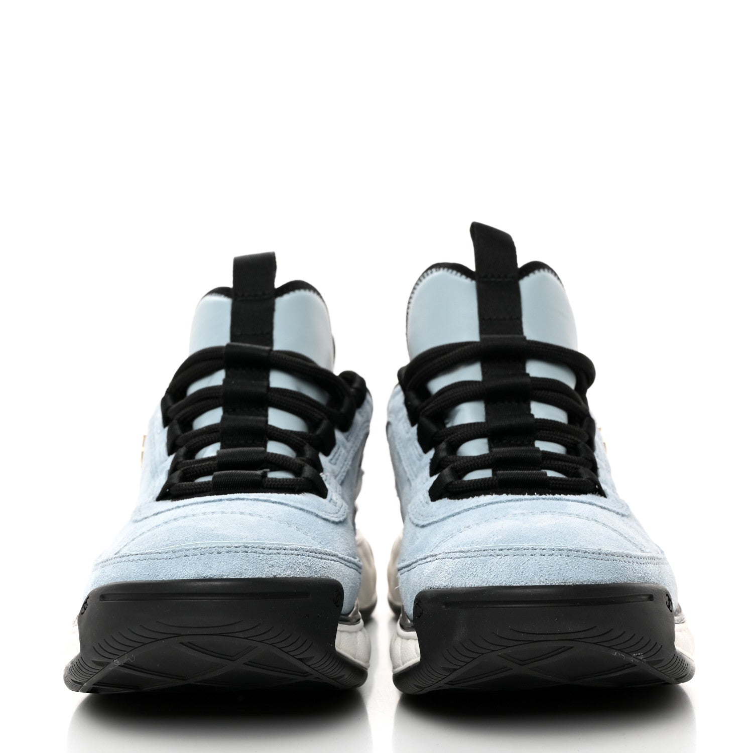 Chanel Suede Calfskin Nylon Grosgrain CC Sneakers 40 Light Blue 2 of 8