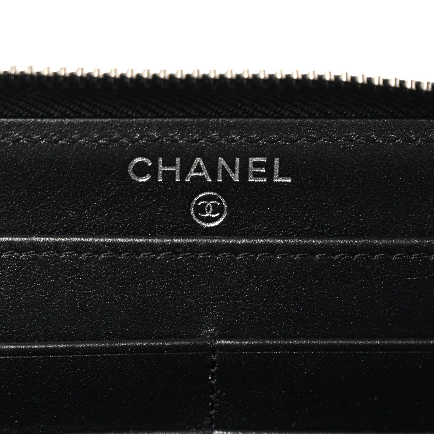 Chanel Caviar Sheepskin Chevron Quilted Mademoiselle Vintage Zip Around Wallet Black 6 of 8
