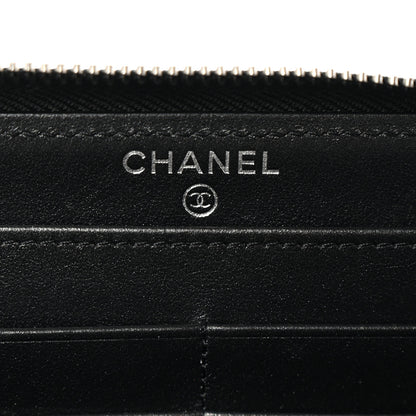 Chanel Caviar Sheepskin Chevron Quilted Mademoiselle Vintage Zip Around Wallet Black 6 of 8