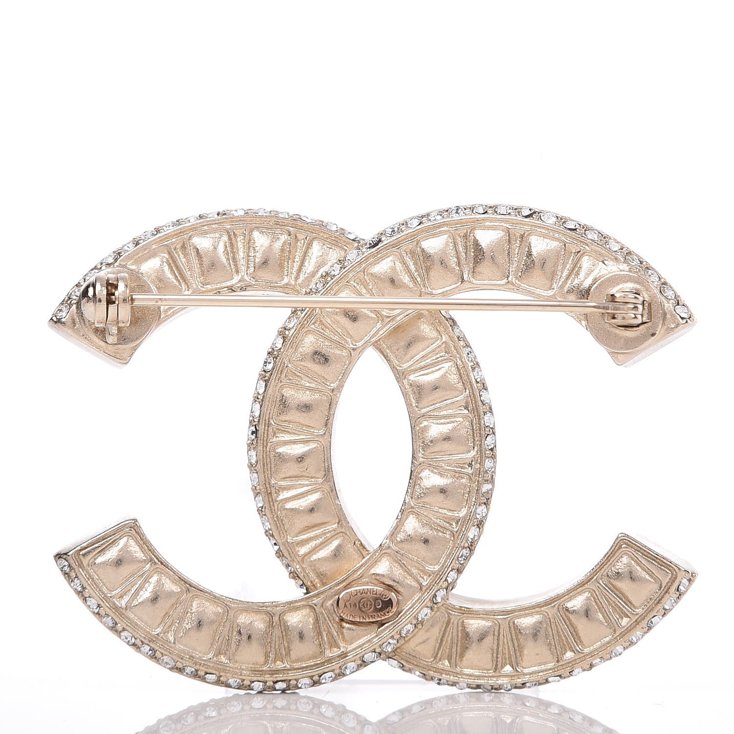 Chanel Baguette Crystal CC Brooch Light Gold 3 of 5