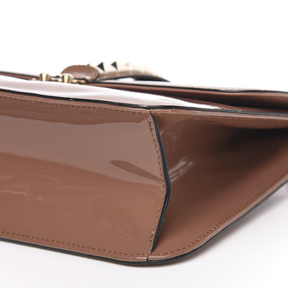 Valentino Garavani Patent Large Glam Lock Rockstud Flap Dark Blush 12 of 12