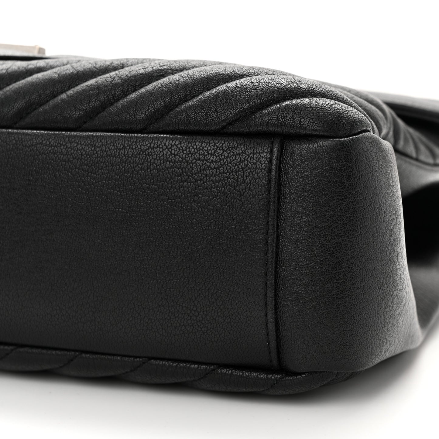 Sheepskin Matelasse Chevron Monogram Large College Satchel Black