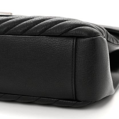 Saint Laurent Sheepskin Matelasse Chevron Monogram Large College Satchel Black 10 of 10