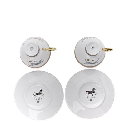 Hermes Porcelain Cheval d'Orient Tea Cup and Saucer Set of 2 6 of 7