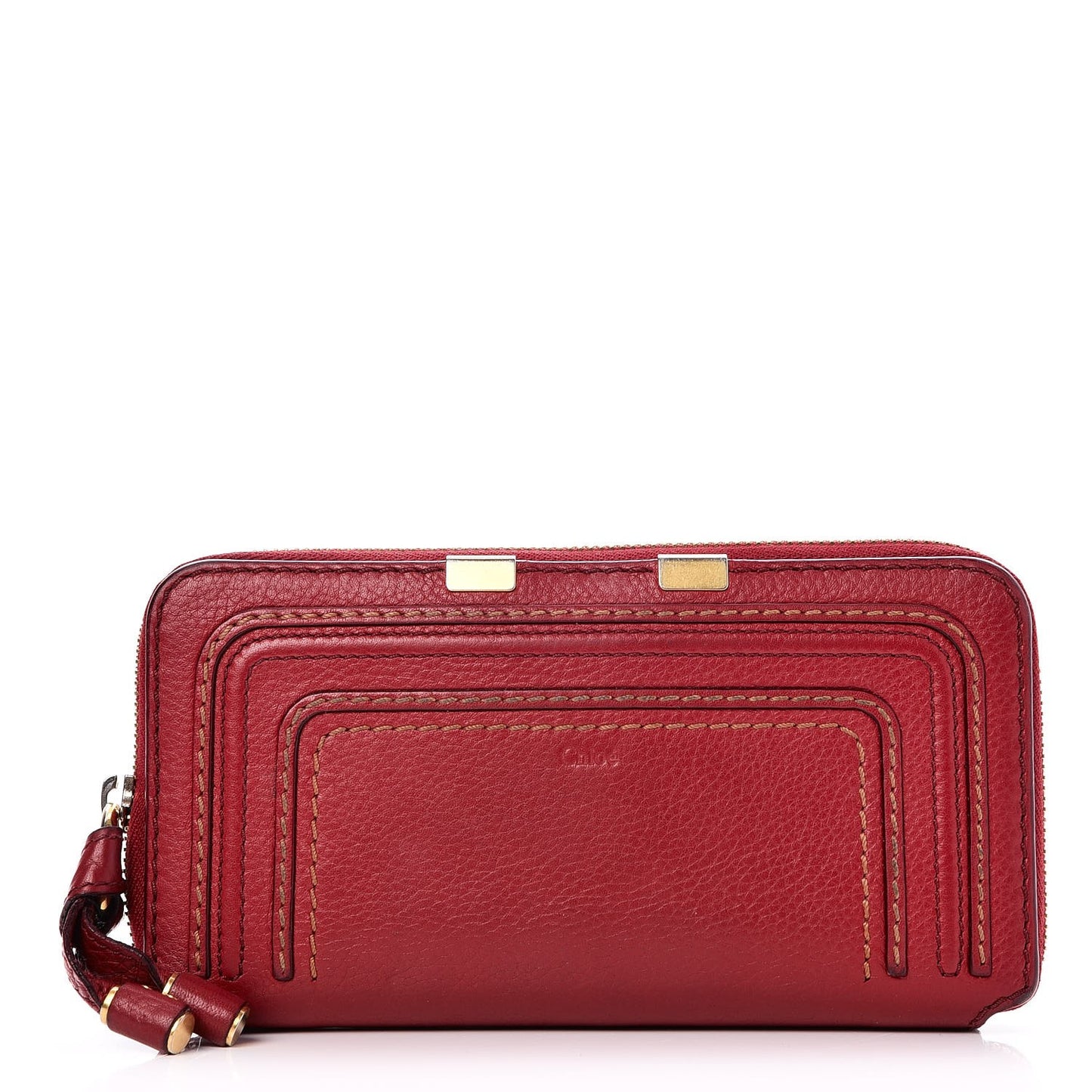 Grained Calfskin Marcie Long Zip Around Wallet Red