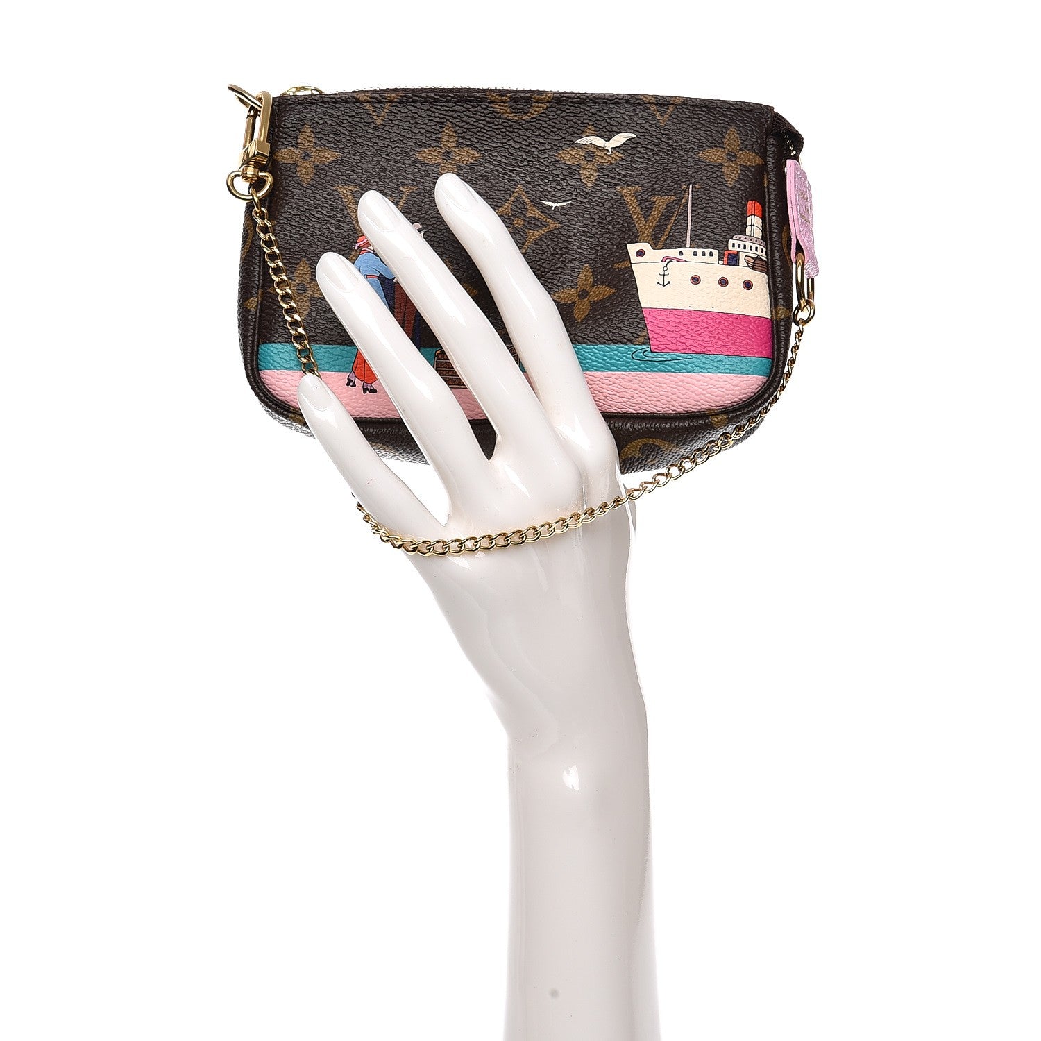 Louis Vuitton Monogram 2016 Christmas Animation Mini Pochette Accessories Rose Ballerine 2 of 7