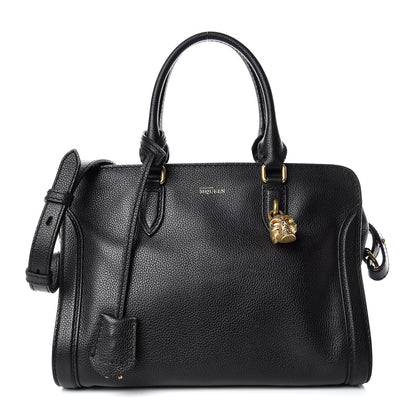 Alexander McQueen Pebbled Calfskin Small Skull Padlock Zip Around Tote Black 1 of 11