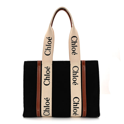 Chloe Felt Calfskin Medium Woody Ribbon Tote Black 1 of 11