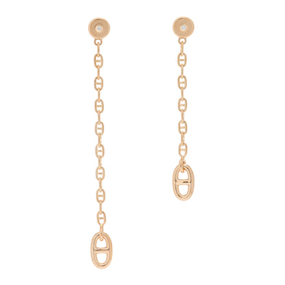 Hermes 18K Rose Gold Diamond TPM Farandole Drop Earrings 1 of 6