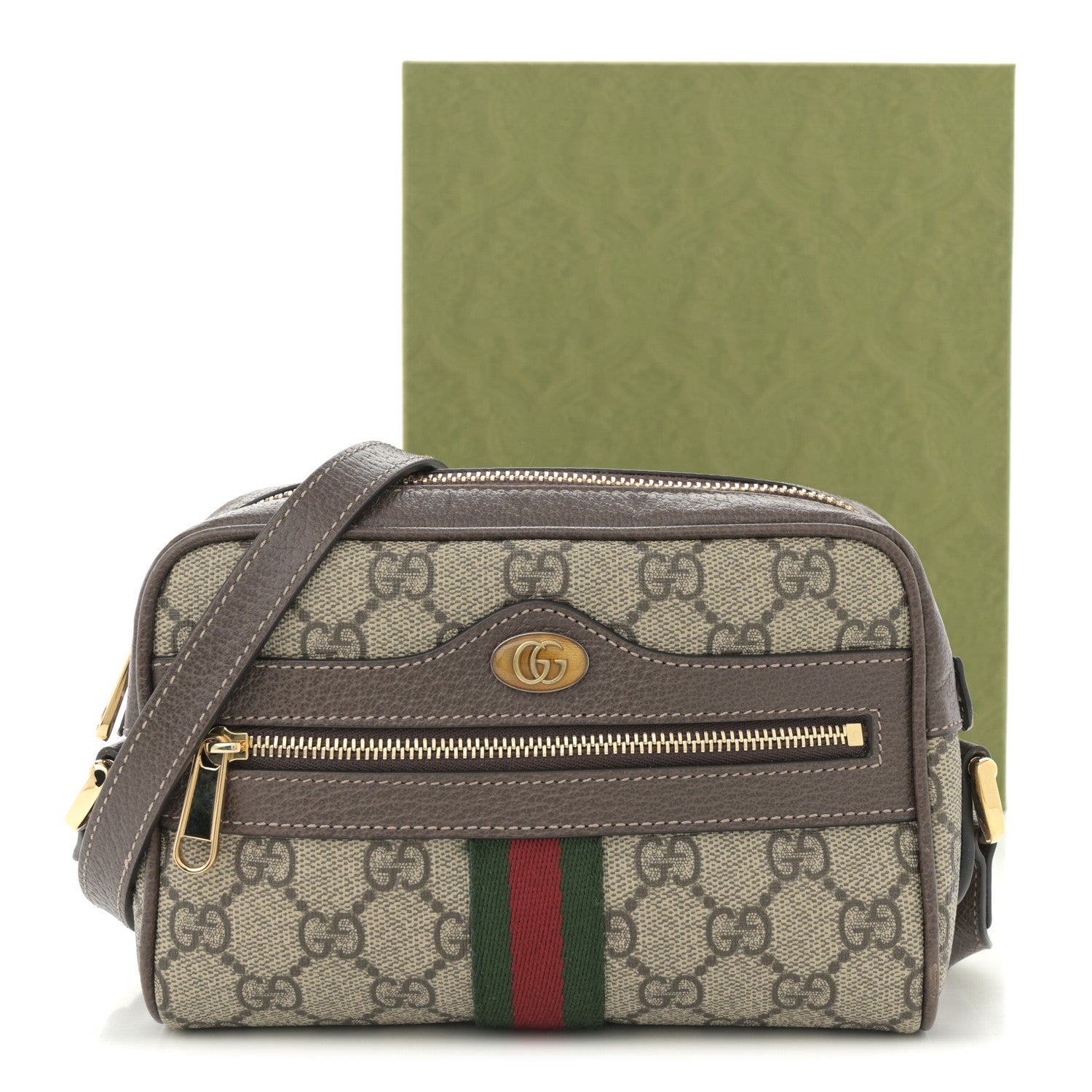 Gucci GG Supreme Monogram Web Mini Ophidia Shoulder Bag Brown 11 of 11