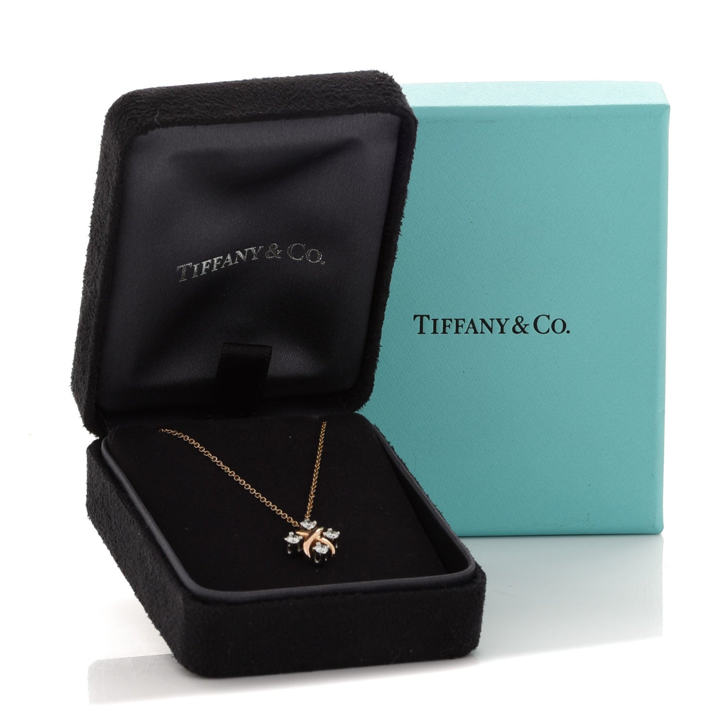Platinum 18K Yellow Gold Diamond Schlumberger Lynn Pendant Necklace