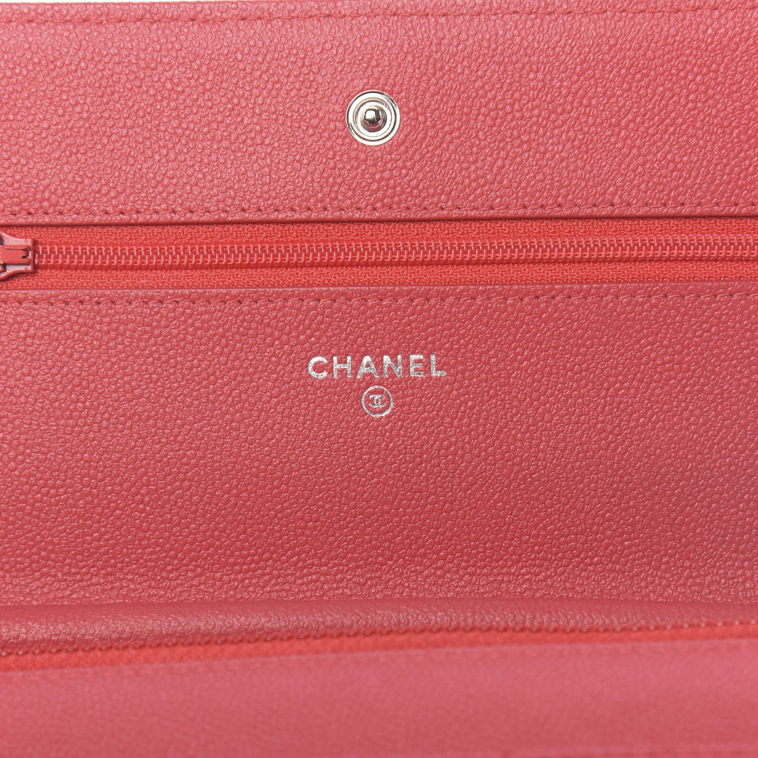 Chanel Caviar Chevron Quilted Wallet On Chain WOC Red 6 of 13