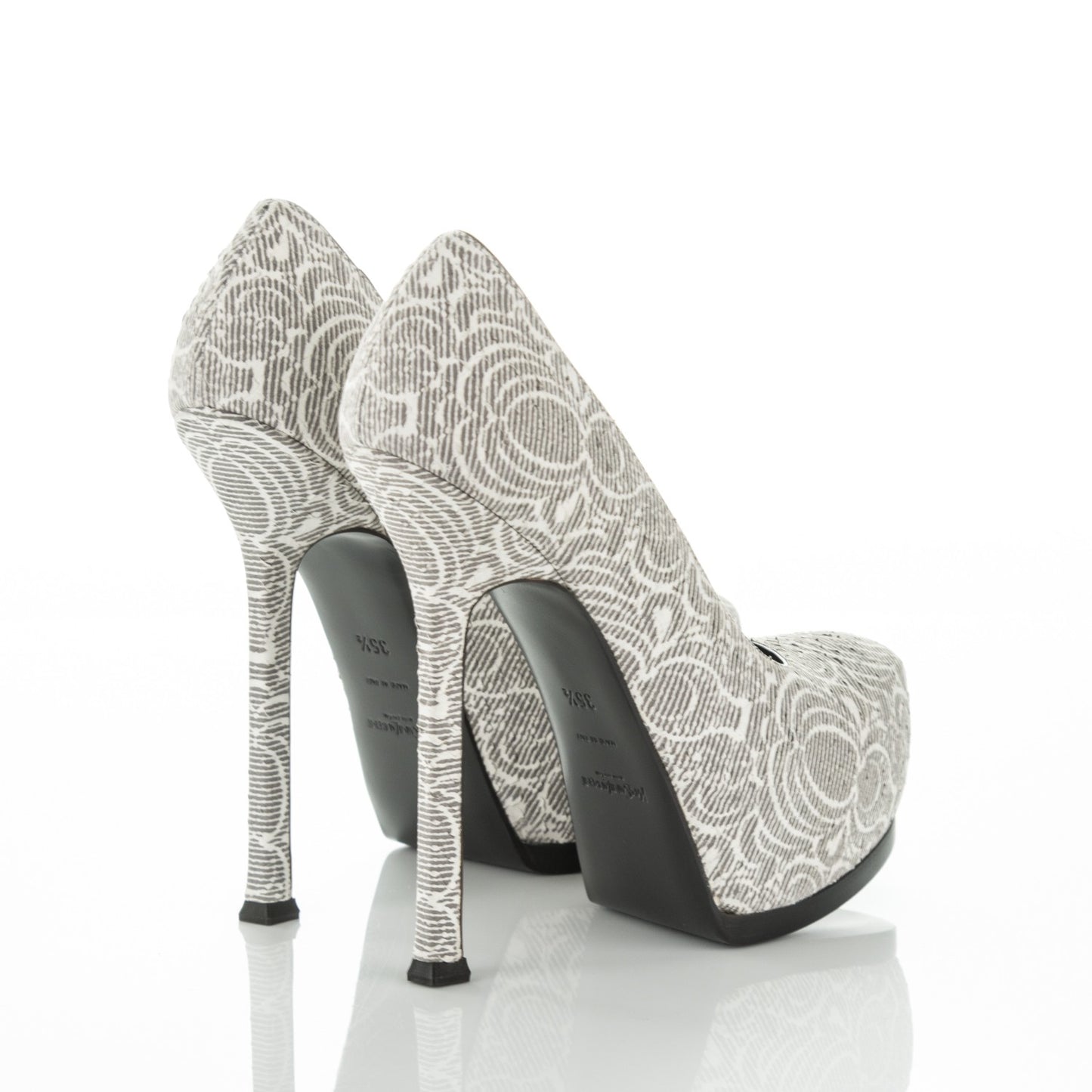Snakeskin Embossed Printed Suede Tribtoo 120 Pumps 35.5 Grey White
