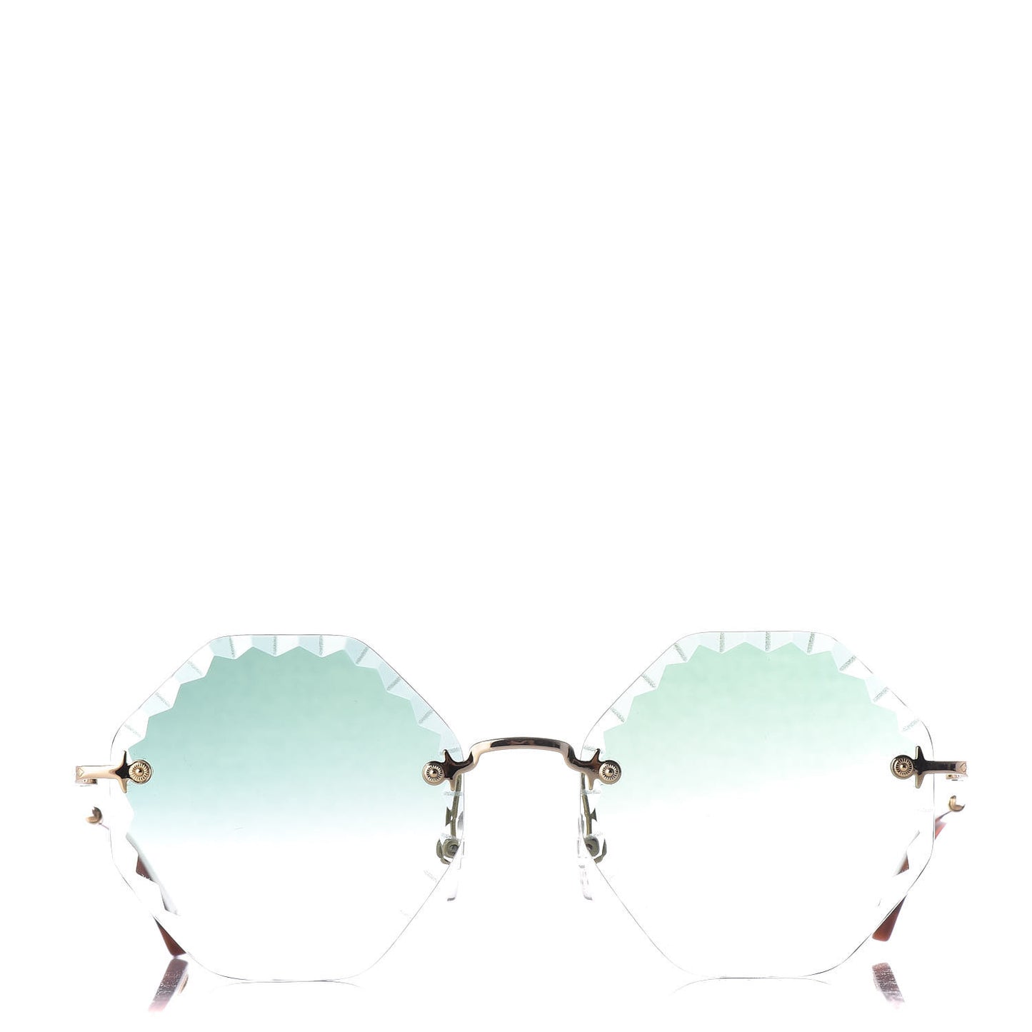 Rosie Bevelled Round Sunglasses CE142S Gold Gradient Green