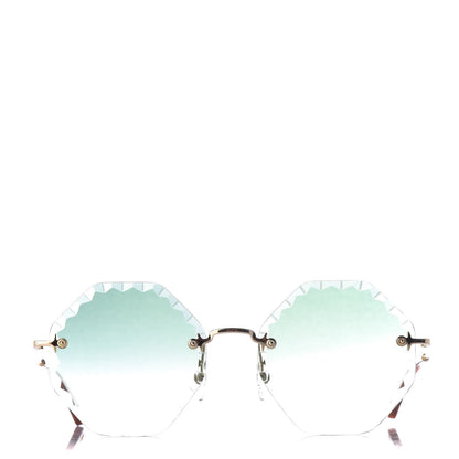 Chloe Rosie Bevelled Round Sunglasses CE142S Gold Gradient Green 2 of 7