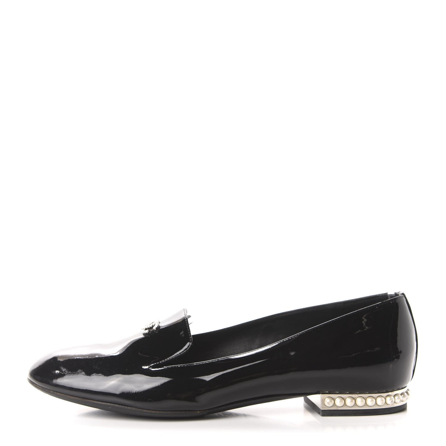 Patent Calfskin Pearl CC Loafers 40.5 Black