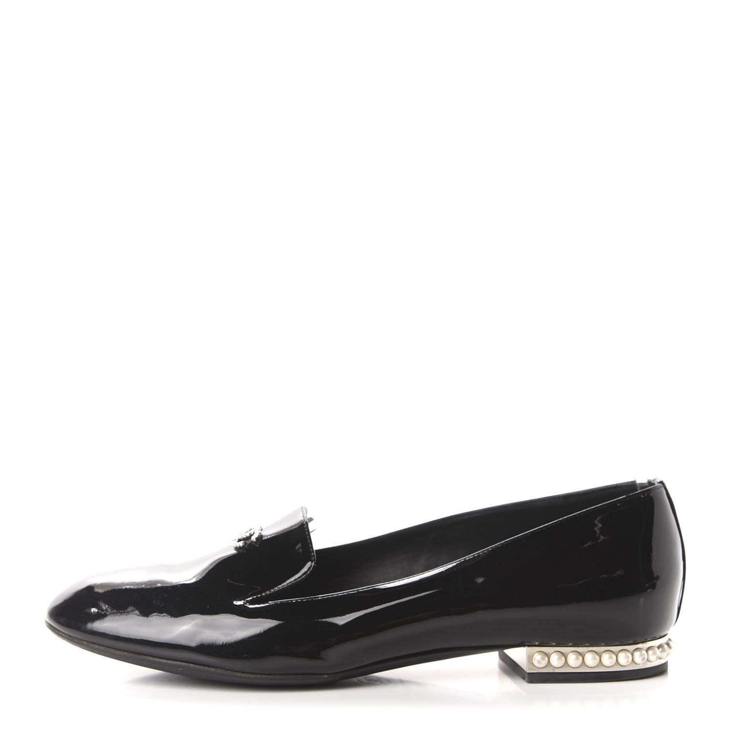Chanel Patent Calfskin Pearl CC Loafers 40.5 Black 1 of 10