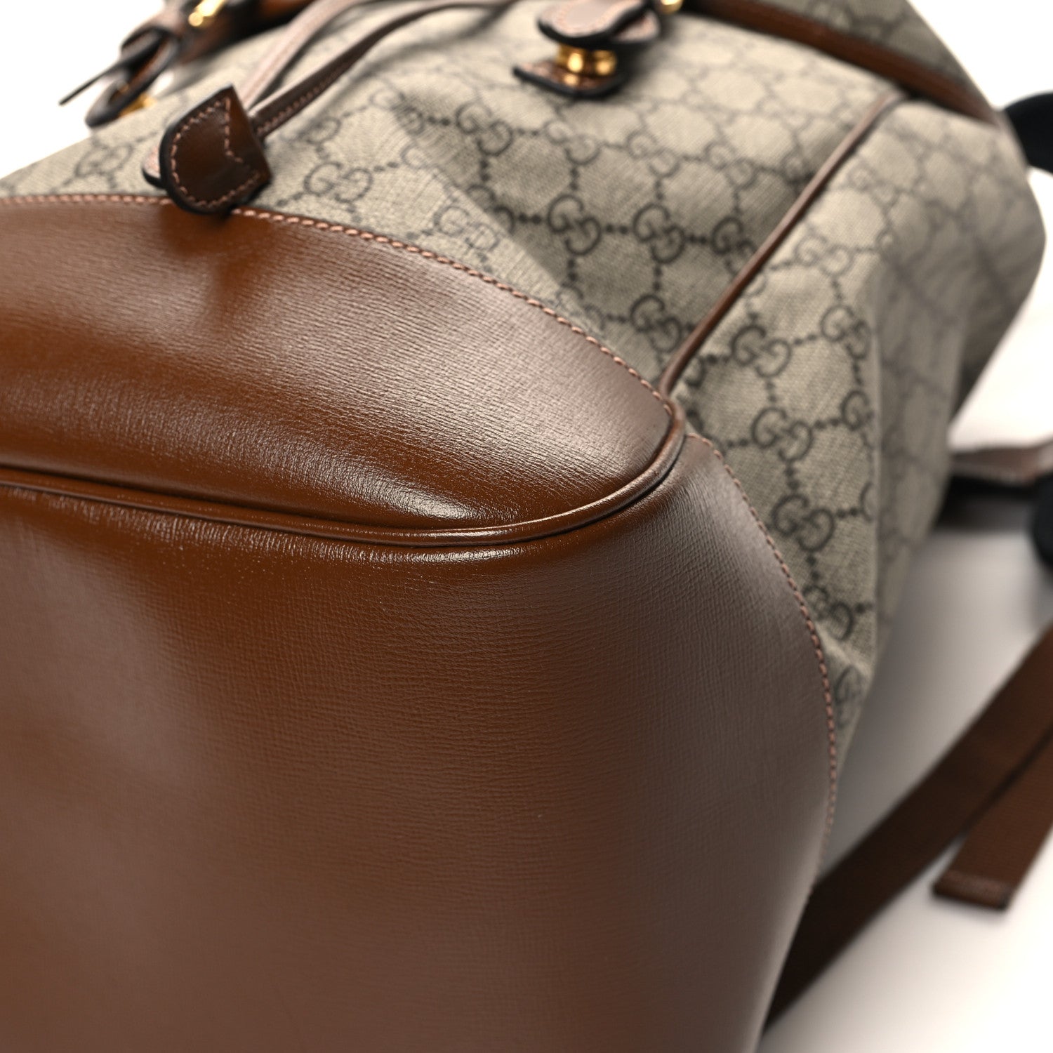 Gucci GG Supreme Monogram Azalea Calfskin Medium Retro Interlocking G Buckle Backpack Beige Ebony Brown Sugar 10 of 12