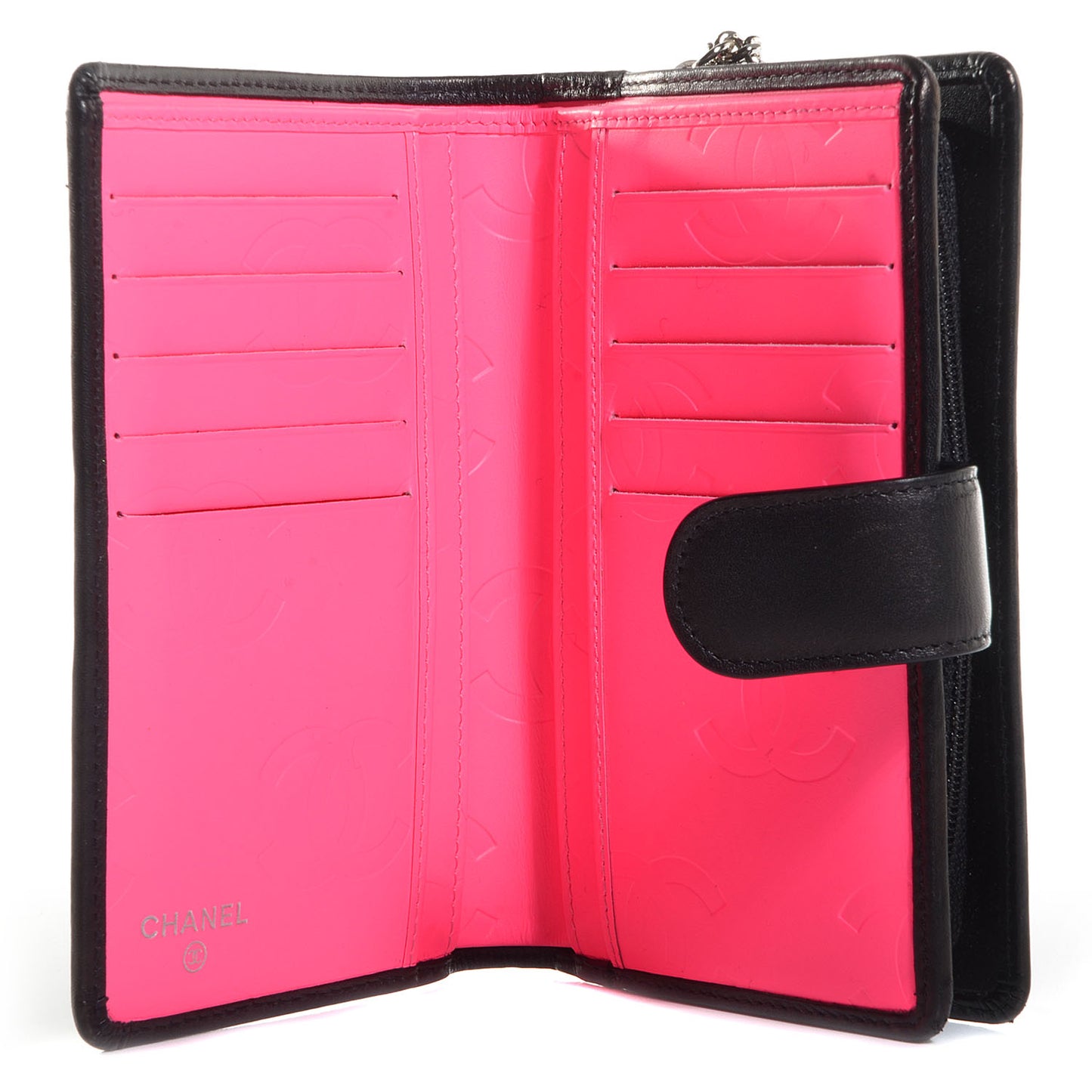 Calfskin Cambon Zipped Pocket Wallet Black