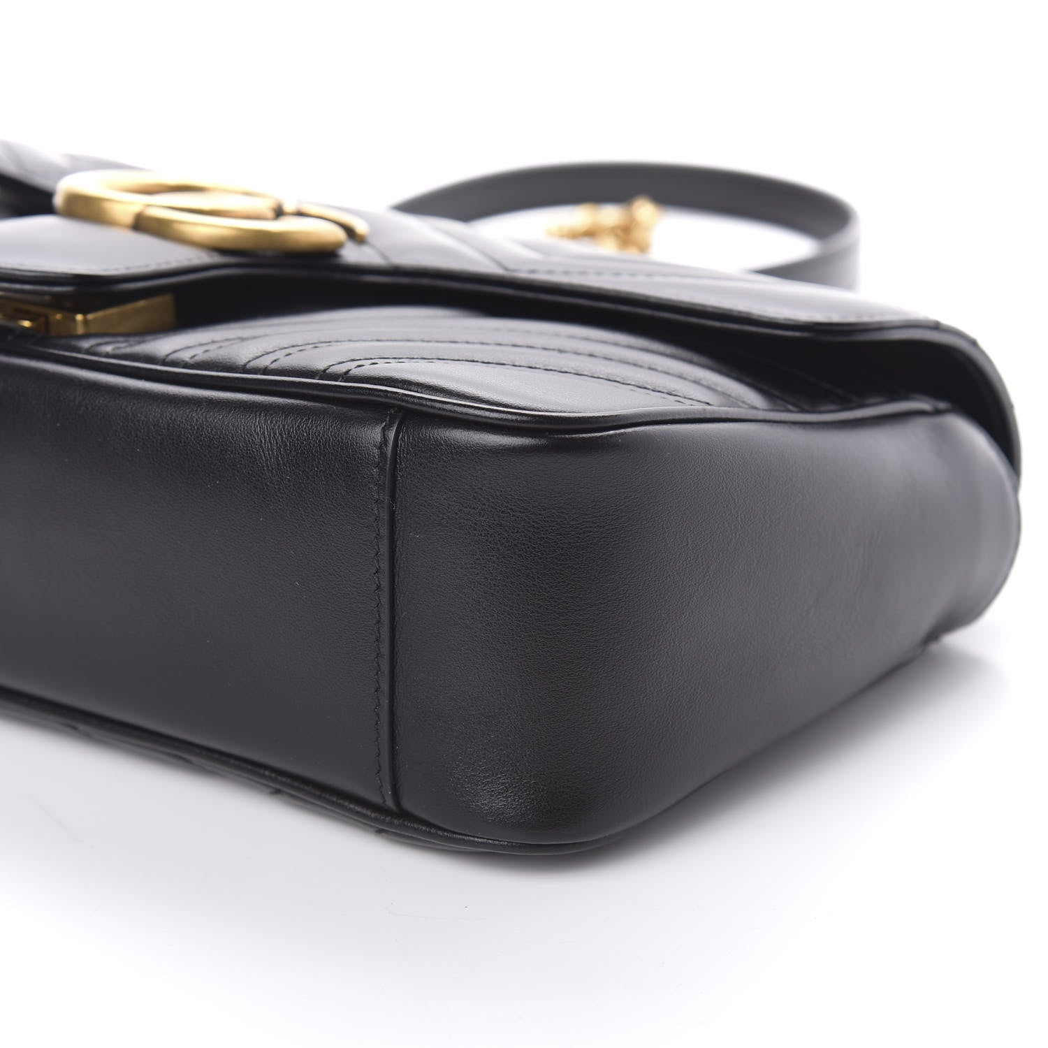 Gucci Calfskin Matelasse Small GG Marmont Shoulder Bag Black 9 of 10