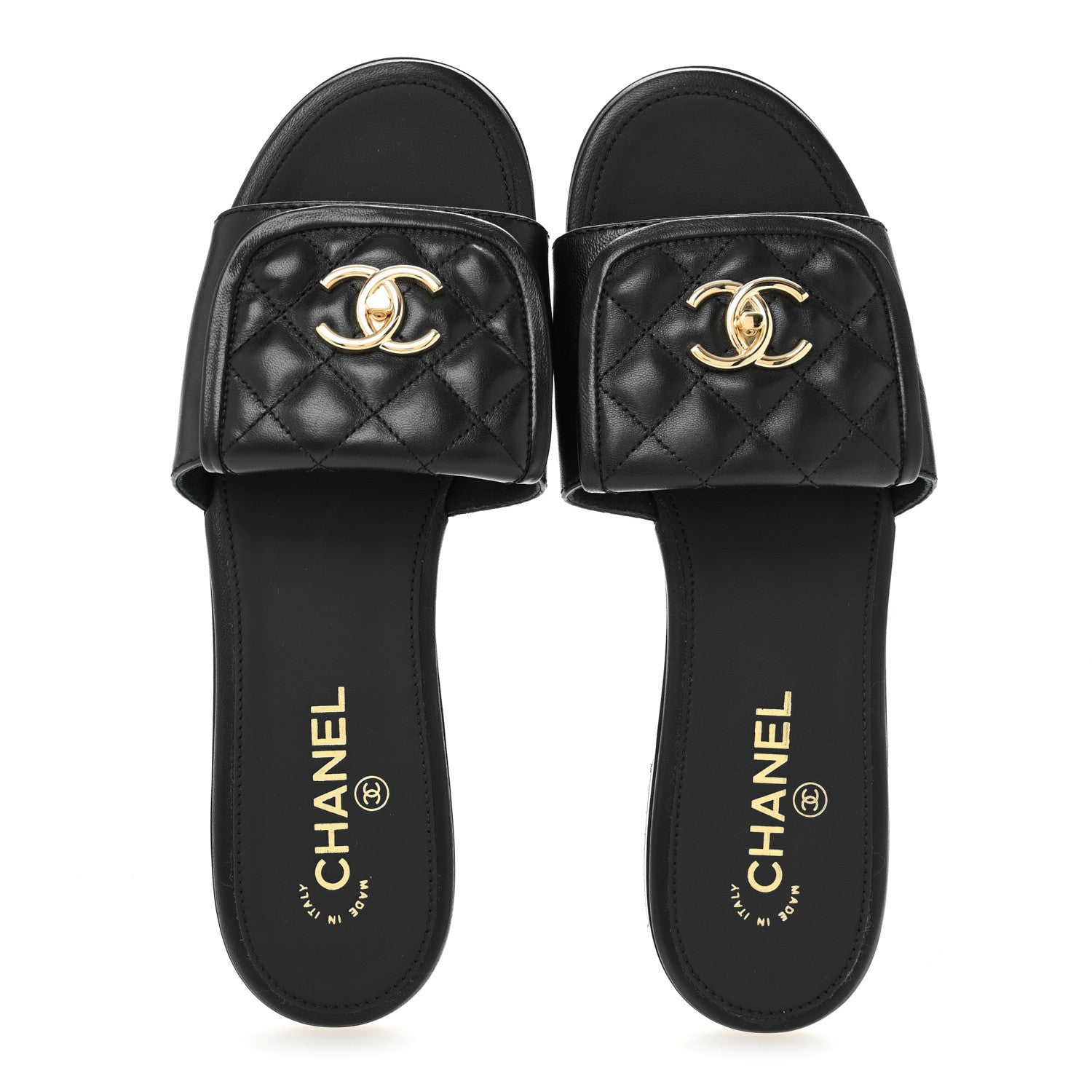 Chanel Lambskin Quilted Turnlock Flat Mules 41 Black 2 of 11