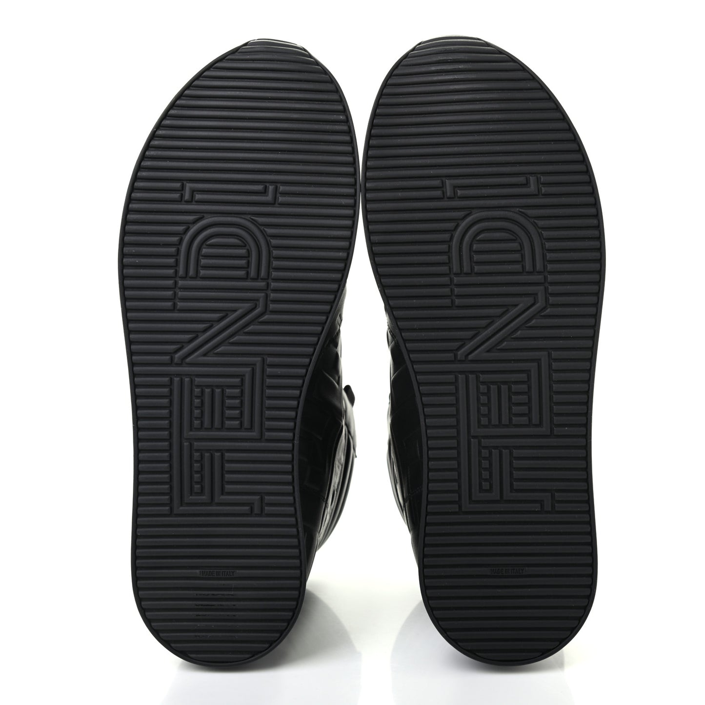 Nappa Macro FF Embossed High Top Sneakers 38 Black