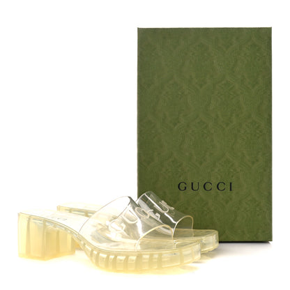 Gucci Rubber Gucci Logo Womens Platform 20/60mm Slide Sandals 37 Transparent 8 of 8
