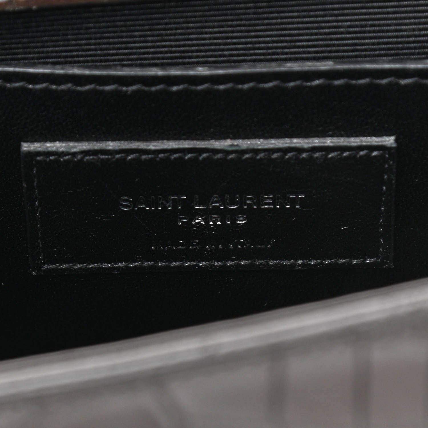 Saint Laurent Calfskin Crocodile Embossed Medium Classic Monogram Kate Tassel Satchel Dark Brown 6 of 10