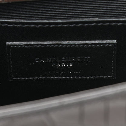 Saint Laurent Calfskin Crocodile Embossed Medium Classic Monogram Kate Tassel Satchel Dark Brown 6 of 10