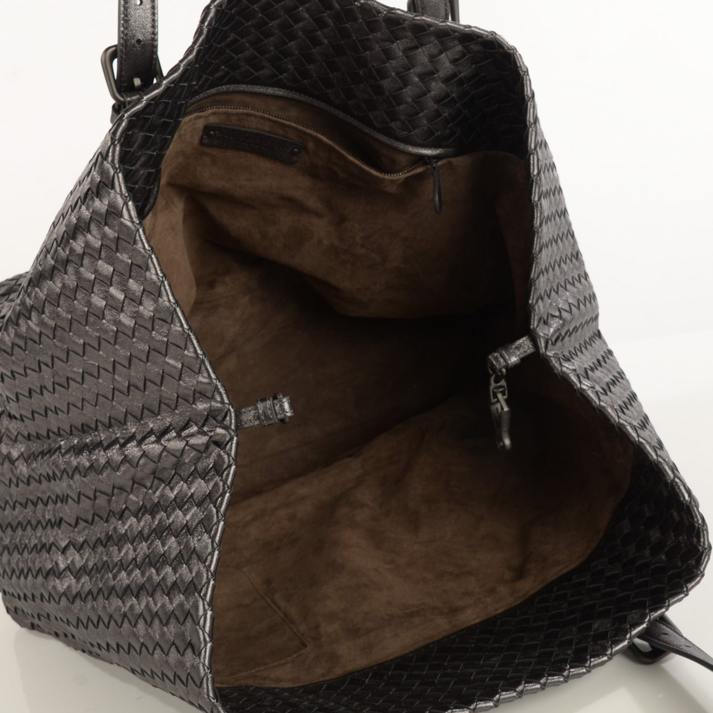 Grosgrain Intrecciato Large Seamless Tote Argento