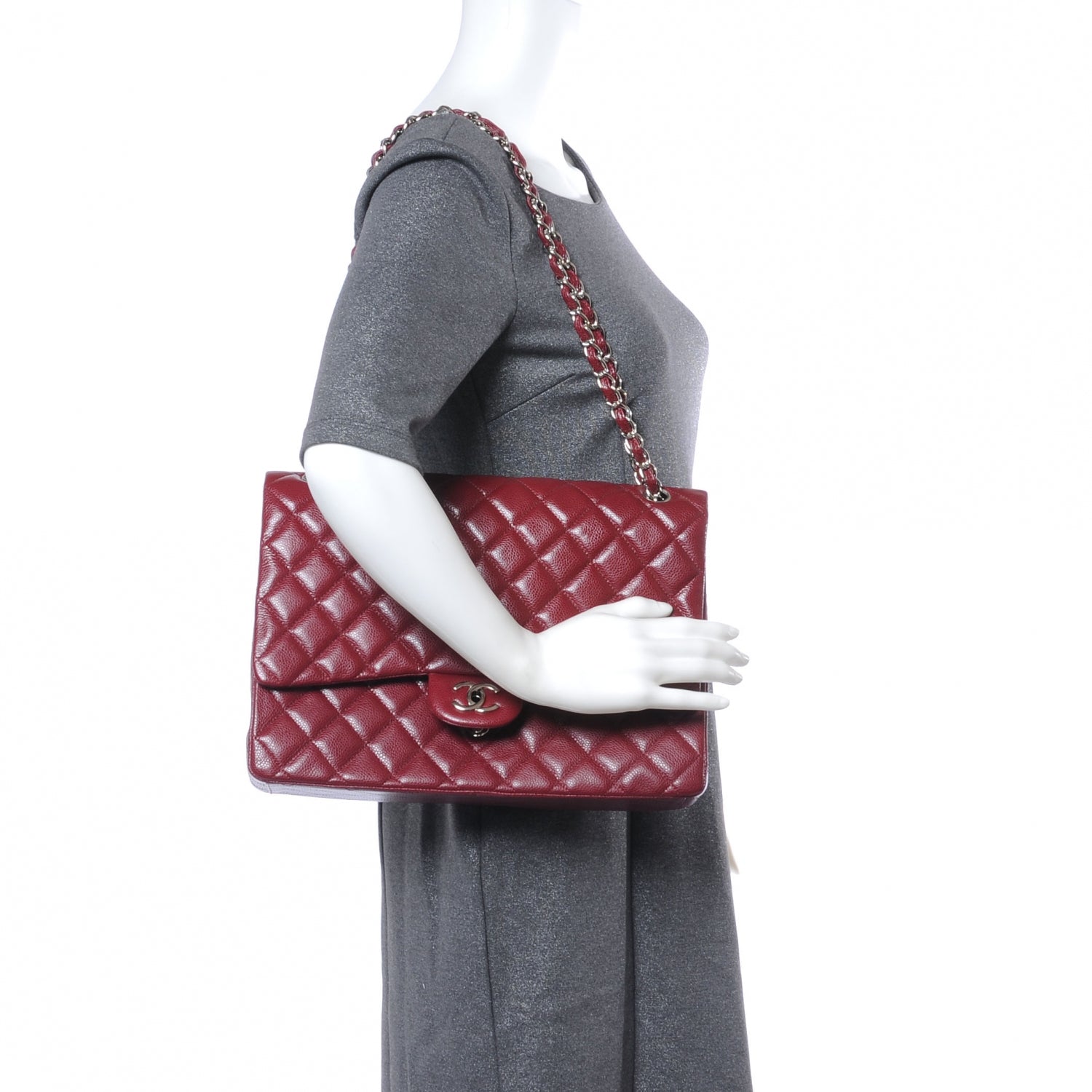 Chanel Caviar Maxi Single Flap Red 2 of 10