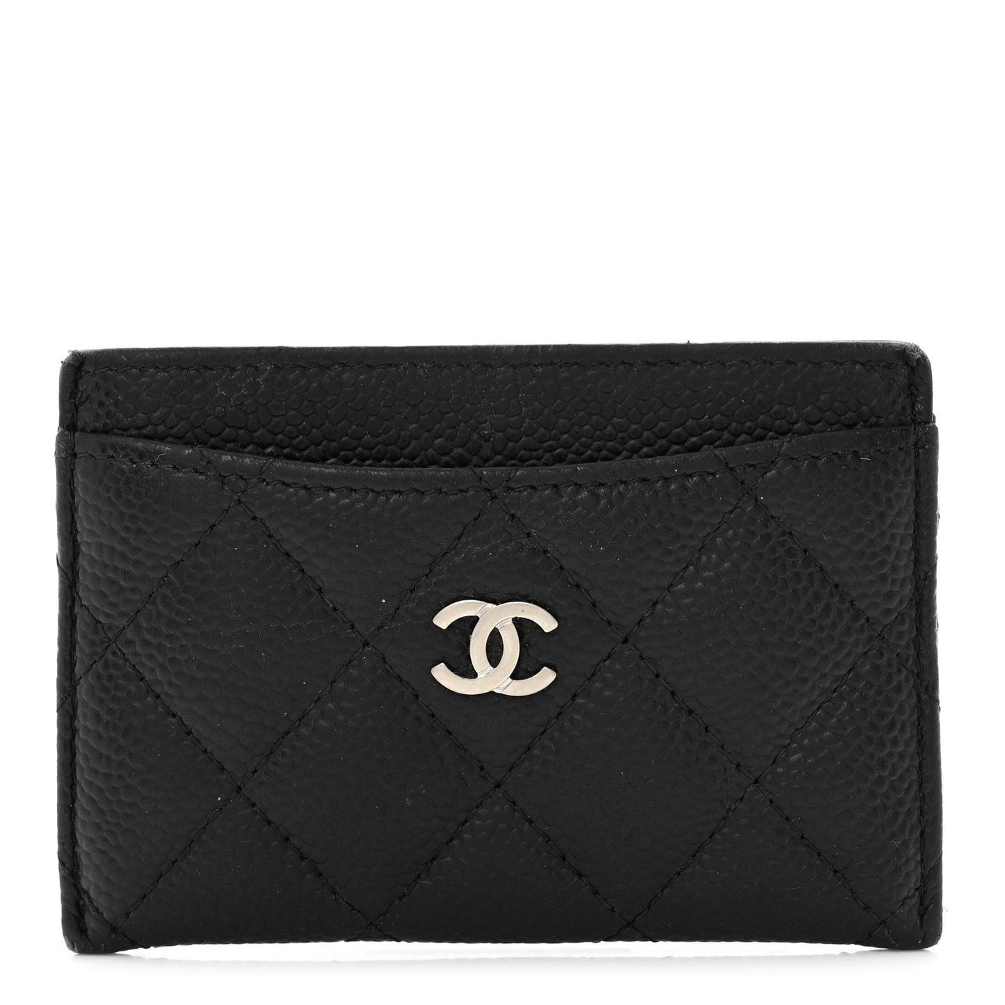 Caviar Quilted Card Holder Black