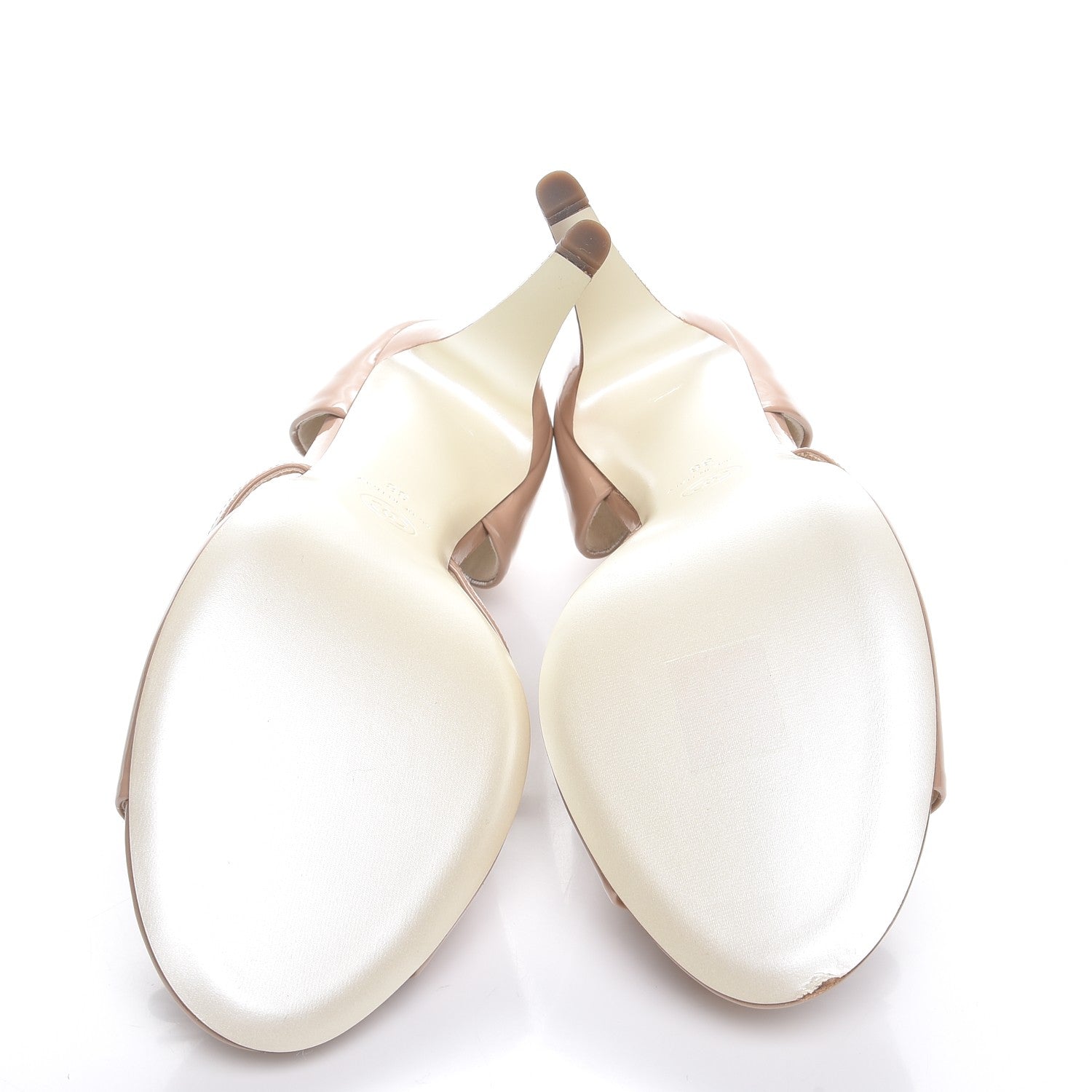 Chanel Patent Calfskin Pearl Camellia Peep Toe Pumps 38 Beige 5 of 11