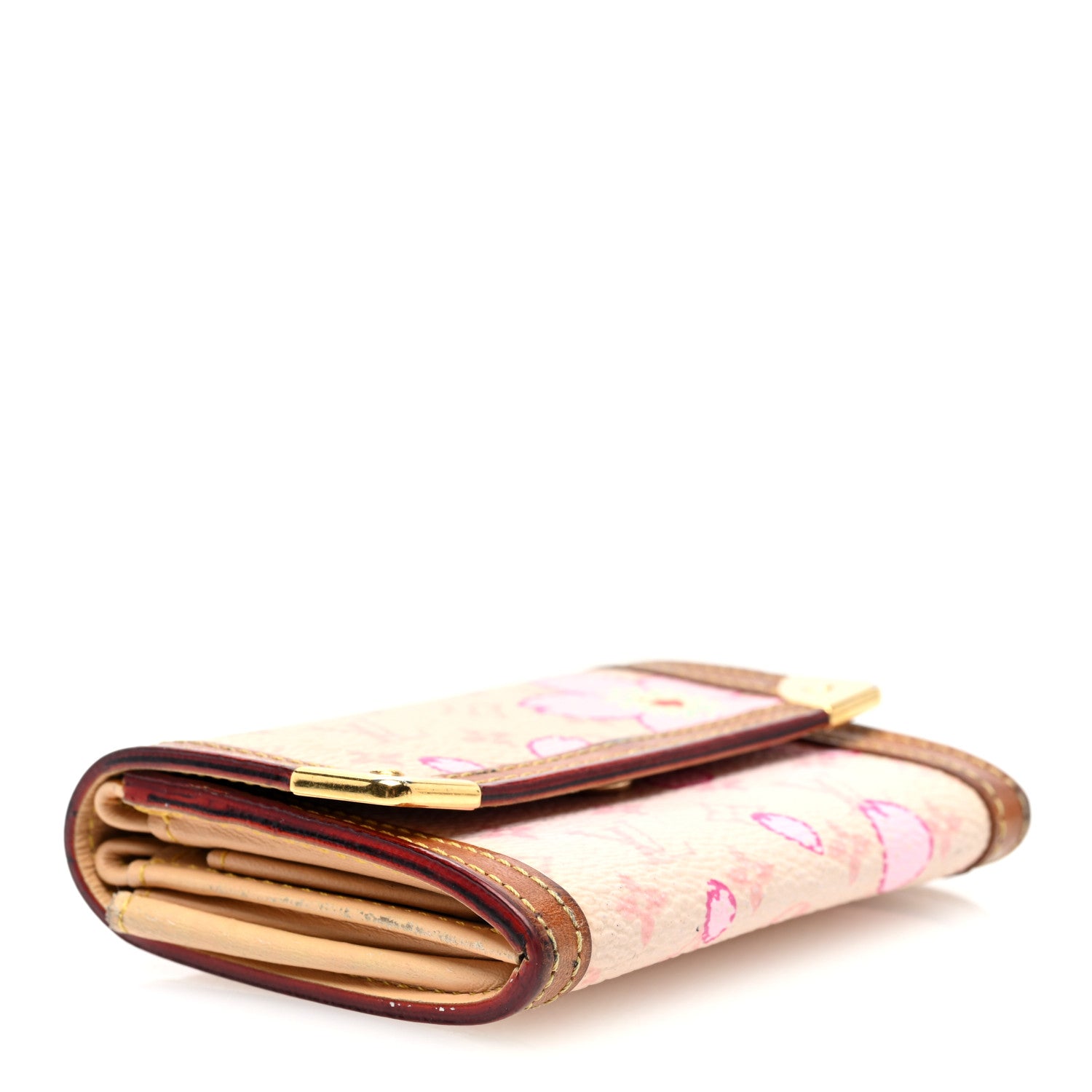 Louis Vuitton Monogram Cherry Blossom Porte-Monnaie Plat Coin Purse Pink 4 of 6