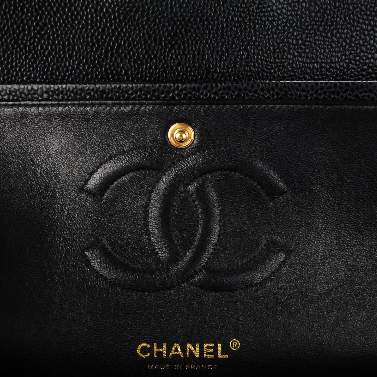 Caviar Quilted Medium Double Flap Black