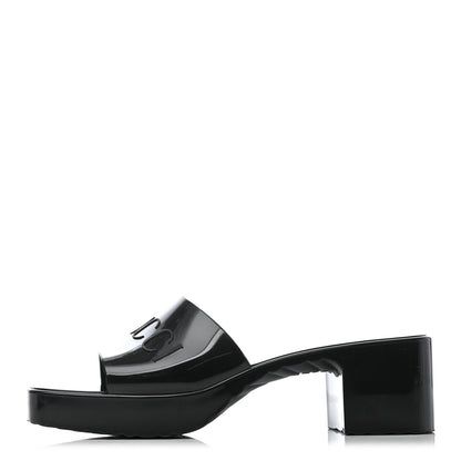 Gucci Rubber Gucci Logo Womens Platform 20/60mm Slide Sandals 38 Black 1 of 6