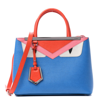 Fendi Vitello Elite Monster Petite 2Jours Tote Blue Royal Papavero Multicolor 1 of 10