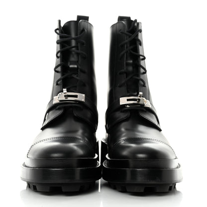 Hermes Glossed Calfskin Funk Ankle Boots 37 Black 2 of 8